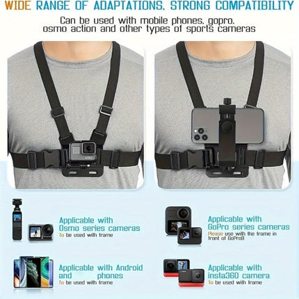Phone Chest Mount Harness, Camera Harness for POV Filming