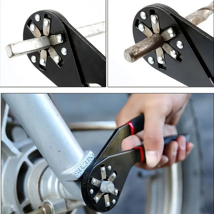 Self Adjusting Wrench with Self Tightening Jaws for Nuts and Bolts, Red and Yellow Universal Spanner for DIY Home Repairs