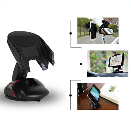 360 Rotating Car Phone Holder with Suction Base, One Click Foldable Dash Mount for All Mobile Phones