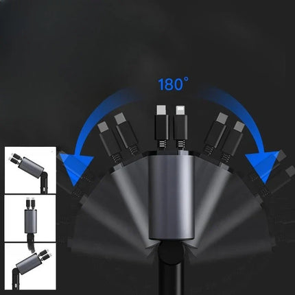 Retractable Car Charger with 180 Degree Adjustable Head, Compact Fast Charging Adapter for Cars and Commutes