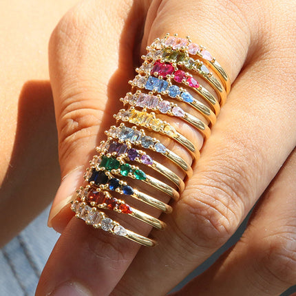 Gold Ring Set with Rhinestone Accents for Stackable Boho Style | Trendy Everyday Jewelry for Layered Looks