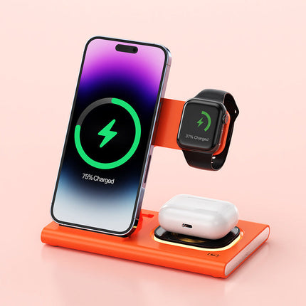 Wireless Charger Station with Smart LED Indicator and Fast Charging, Dock for Phone, Watch and Earbuds, 7 Colours
