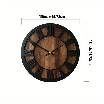 Large Wall Clocks for Living Room, Vintage Roman Numeral Clock with Wooden Face, Silent Farmhouse Wall Clock_07