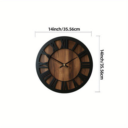 Large Wall Clocks for Living Room, Vintage Roman Numeral Clock with Wooden Face, Silent Farmhouse Wall Clock_05