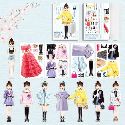 Magnetic Dress Up Doll Book for Kids, Reusable Jackets, Skirts, Dresses and Boots, 9 Character Options, Screen-Free Play