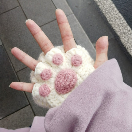 Hand Knitted Cat Paw Gloves, Soft Thick Yarn Knit Winter Gloves, 6 Colors, for Cold Weather Days and Cat Lover Gifts
