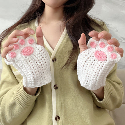Hand Knitted Cat Paw Gloves, Soft Thick Yarn Knit Winter Gloves, 6 Colors, for Cold Weather Days and Cat Lover Gifts
