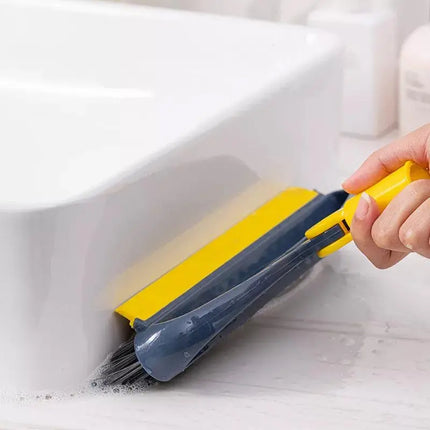 Scrub Brush with 120 Degree Rotating Head, Long Handle Cleaning Brush with Squeegee for Bathroom Tile and Corners