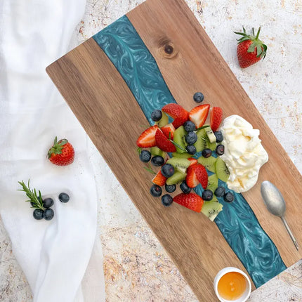 Resin River Cutting Board with Durable Acacia Wood | Stylish Serving Board for Meats and Cheeses