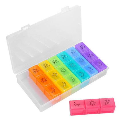 Weekly Pill Organizer with Detachable Daily Compartments, Morning Noon Night Sections, Portable 7 Day Pill Box for Travel