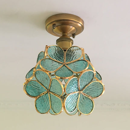 Flush Mount Ceiling Light Fixture, Retro Flower Vintage Bedroom Lighting, Colorful Hallway Lighting for Entryway_06