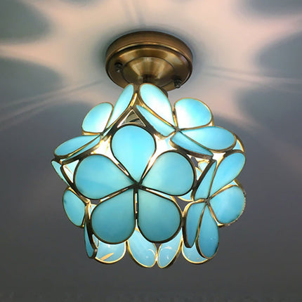Flush Mount Ceiling Light Fixture, Retro Flower Vintage Bedroom Lighting, Colorful Hallway Lighting for Entryway_05