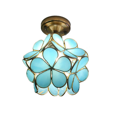 Flush Mount Ceiling Light Fixture, Retro Flower Vintage Bedroom Lighting, Colorful Hallway Lighting for Entryway_09