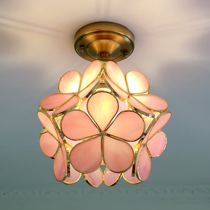 Flush Mount Ceiling Light Fixture, Retro Flower Vintage Bedroom Lighting, Colorful Hallway Lighting for Entryway_04