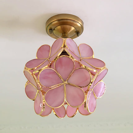 Flush Mount Ceiling Light Fixture, Retro Flower Vintage Bedroom Lighting, Colorful Hallway Lighting for Entryway_02