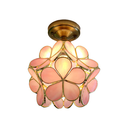 Flush Mount Ceiling Light Fixture, Retro Flower Vintage Bedroom Lighting, Colorful Hallway Lighting for Entryway_11
