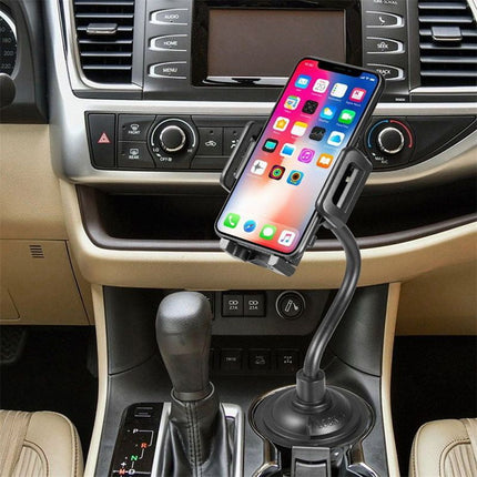 Car Phone Mount with Adjustable Grip and 360 Degree Rotation, One-Hand Phone Holder for All Phones and Car Models