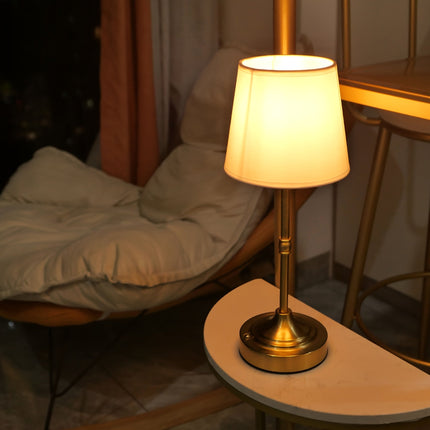 Dimmable Cordless Table Lamp with Touch Control | Elegant Brushed Metal Design for Soft Ambient Lighting