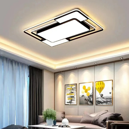 Remote-Controlled LED Ceiling Light with Adjustable Brightness | Modern Geometric Design for Customizable Ambiance