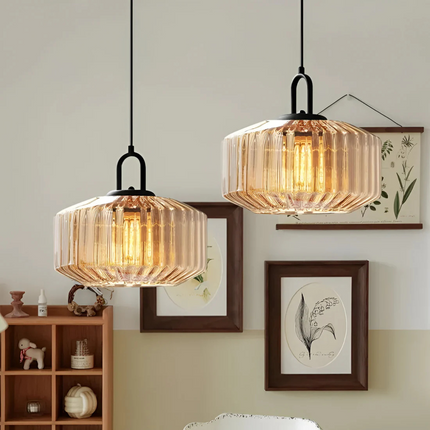 Retro Glass Pendant Light with Hand-Blown Design | Warm Ambient Lighting for Stylish Home Decor