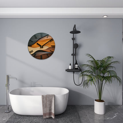 Round Wall Clock with Silent Non-Ticking Movement | Nordic Faux Wood Grain Design for Peaceful Home Decor