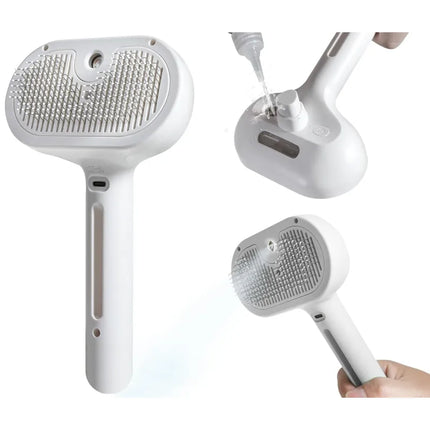 Rechargeable Pet Grooming Brush with Steam Cleaning | Effortless Fur Removal for a Healthy Coat