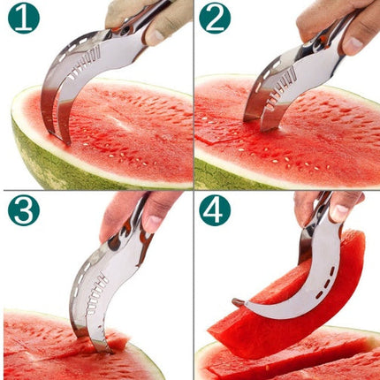 Stainless Steel Watermelon Slicer with Easy Grip Handle | Effortless Fruit Serving Tool