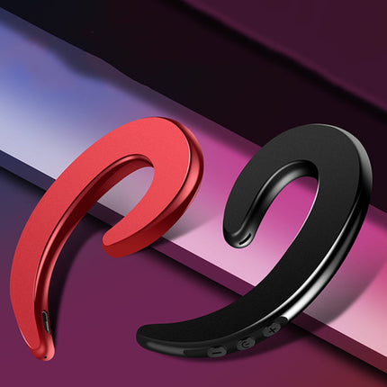 Bone Conduction Bluetooth Headset, Open-Ear Lightweight Headphones with One-Touch Hands-Free Calling, Black or Red
