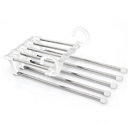 5 in 1 Wardrobe Hanger Set, Space Saving Closet Organizer with Retractable Rods for Pants, Scarves and Belts, White or Black