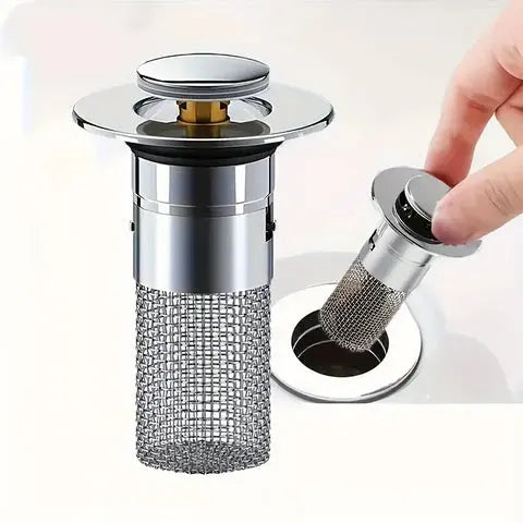 Bathtub Drain Stopper, Pop Up Bathroom Sink Stopper with Hair Catcher, Stainless Steel Sink Strainer, 2 Pack