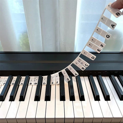 Piano Keyboard Labels Removable Silicone, Piano Key Labels for 88 Key Keyboard, Piano Note Strips for Beginners