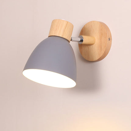 Scandinavian Wall Sconce with Adjustable Light Angle | Modern Wood & Iron Accent Lamp for Cozy Indoor Spaces