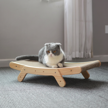 Curved Cat Scratcher with Ergonomic Design | Dual Function Lounge and Scratching Board for Cats