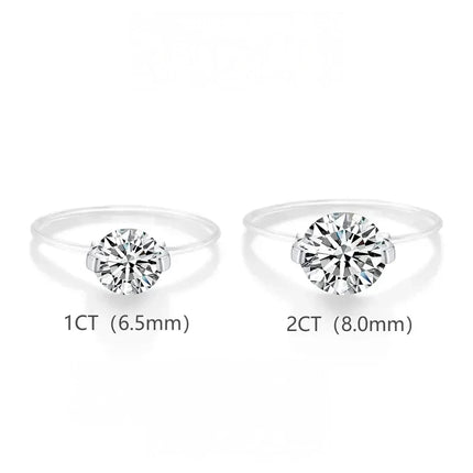 Moissanite Ring with Invisible Band, Floating Statement Ring with S925 Silver Setting – image 6