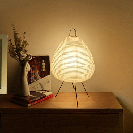 Japanese Rice Paper Lamp with Tripod Base | Elegant Ambient Lighting for Bedroom and Living Room