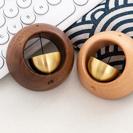 Japanese Style Wooden Door Bell, Black Walnut and Beech, Minimalist Hanging Chime for Front Door, Wall and Window
