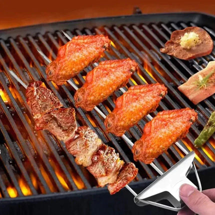 Kabob Skewers for Grilling, Stainless Steel BBQ Skewers with 3 Prongs