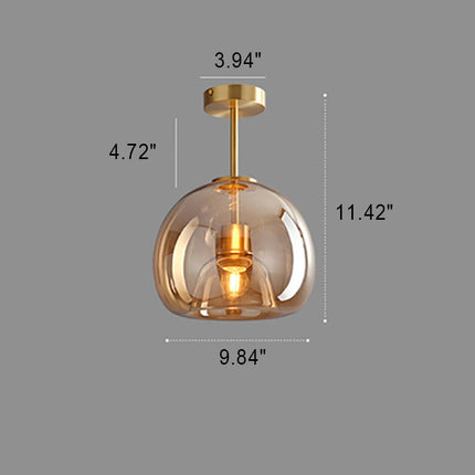 Nordic Glass Ball Ceiling Light with Smoke Grey Finish | Semi-Flush Mount for Elegant Ambient Illumination