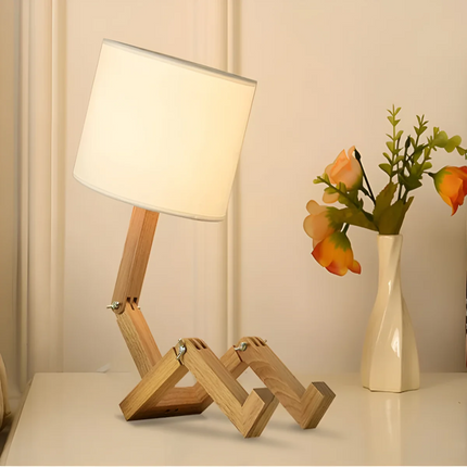 Adjustable Wooden Table Lamp with Flexible Joints | Handcrafted Soft Light for Cozy Interiors