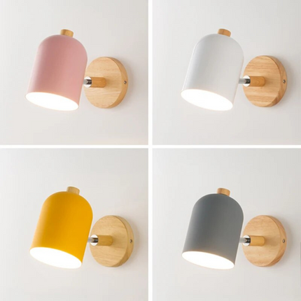 Scandinavian Wall Lamp with Wooden Base & Soft Matte Shade | Ambient Lighting for Cozy Home Spaces