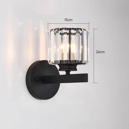 Crystal Wall Light Sconce with Luxe Crystal Detailing | Modern Iron Fixture for Elegant Ambiance