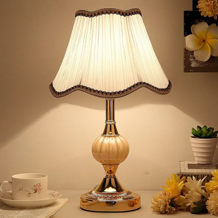 Scandinavian Table Lamp with Floral Shade & Golden Base | Elegant Bedside Light for Cozy Ambiance