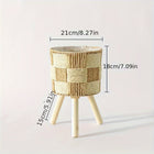 Plant Stands for Indoor Plants, Woven Bamboo Flower Stand with Wooden Legs, Boho Rattan Planter Stand for Patio_03