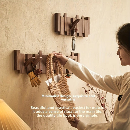 Foldable Wooden Wall Hooks with Piano Key Design | Space-Saving Hanger Rack for Coats and Accessories