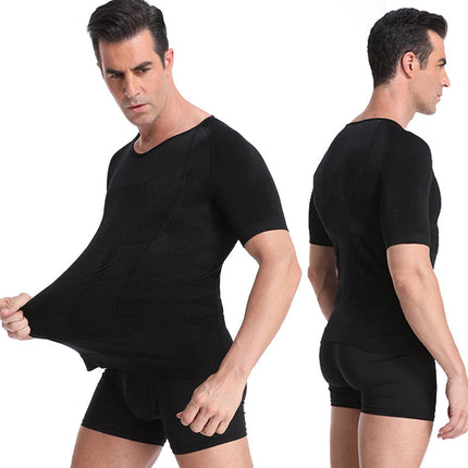Compression Undershirt for Men, Seamless Slimming Base Layer in Breathable Stretch Fabric, Sizes M to 2XL