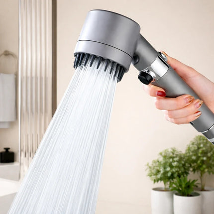 High-Pressure 3-Mode Shower Head with Massage Bristles | Water-Saving Design for Luxurious Spa Experience
