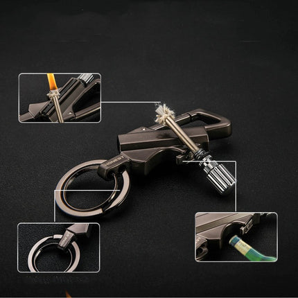 Keychain Lighter 3-in-1 with Bottle Opener, Refillable Pocket Flame Tool with Up to 10,000 Strikes, 3 Colours