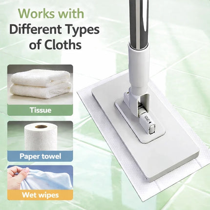 Cloth Mop with Adjustable Clamp & Ergonomic Grip | Versatile Cleaning Tool for Effortless Home Maintenance
