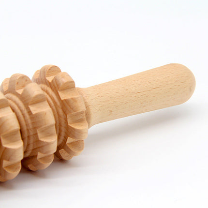 Wooden Full Body Massage Roller, Manual Ergonomic Muscle Roller for Home, Gym and Office Use