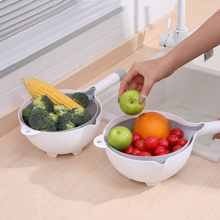 2-in-1 Kitchen Strainer Bowl with Secure-Grip Handle, Swivel Draining Colander for Pasta, Rice and Vegetables, 3 Colours